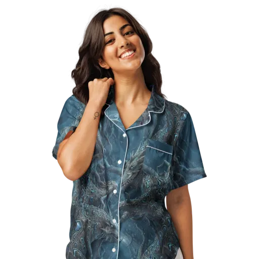 Azure Dragonfall on a Women's Short Sleeve Pajama Top