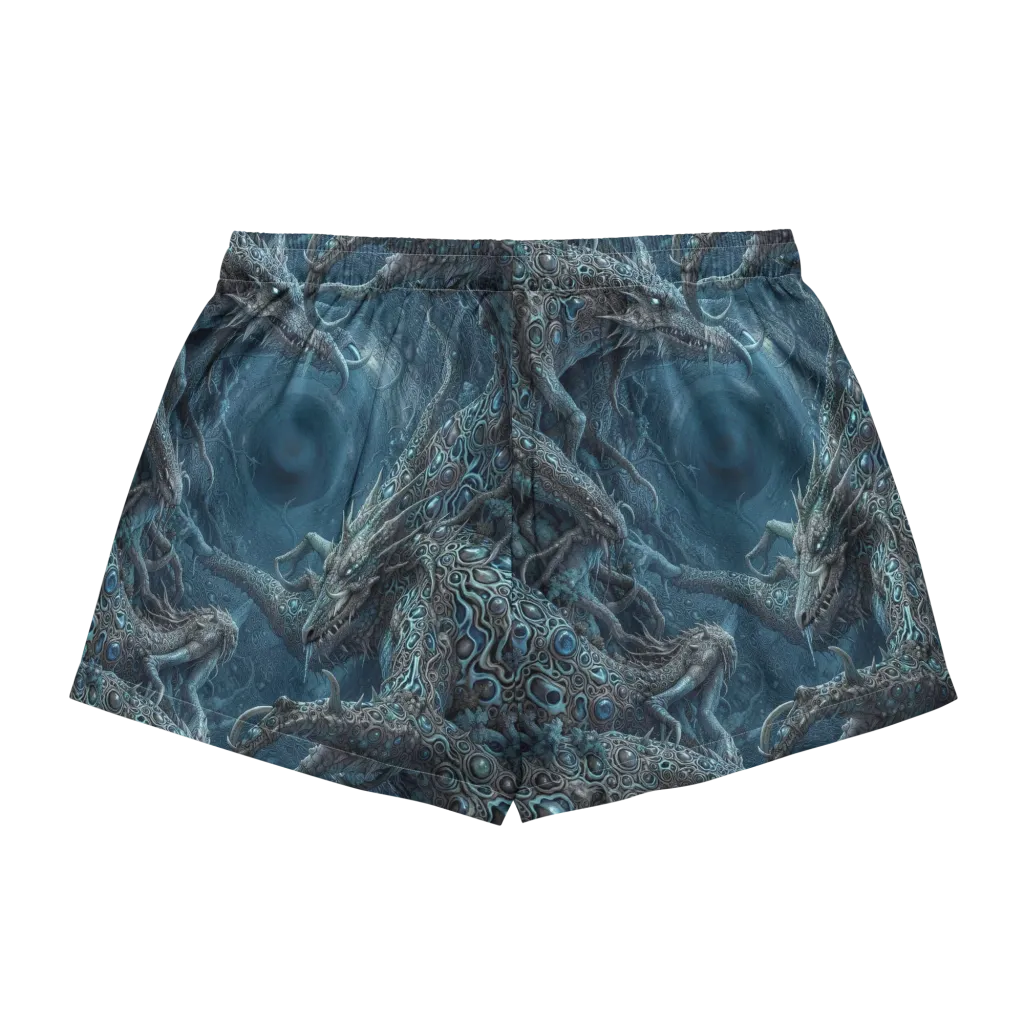 Azure Dragonfall on Women's Pajama Shorts — Back