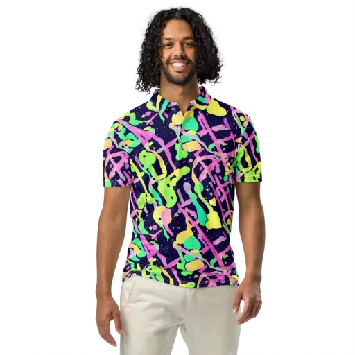 Electric Goo on a Men's Slim Fit Polo Shirt