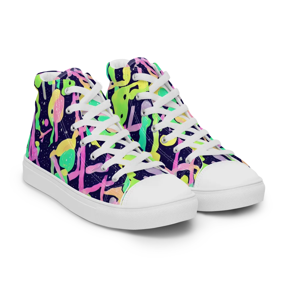 Electric Goo on Men's High Top Canvas Shoes — Right Front