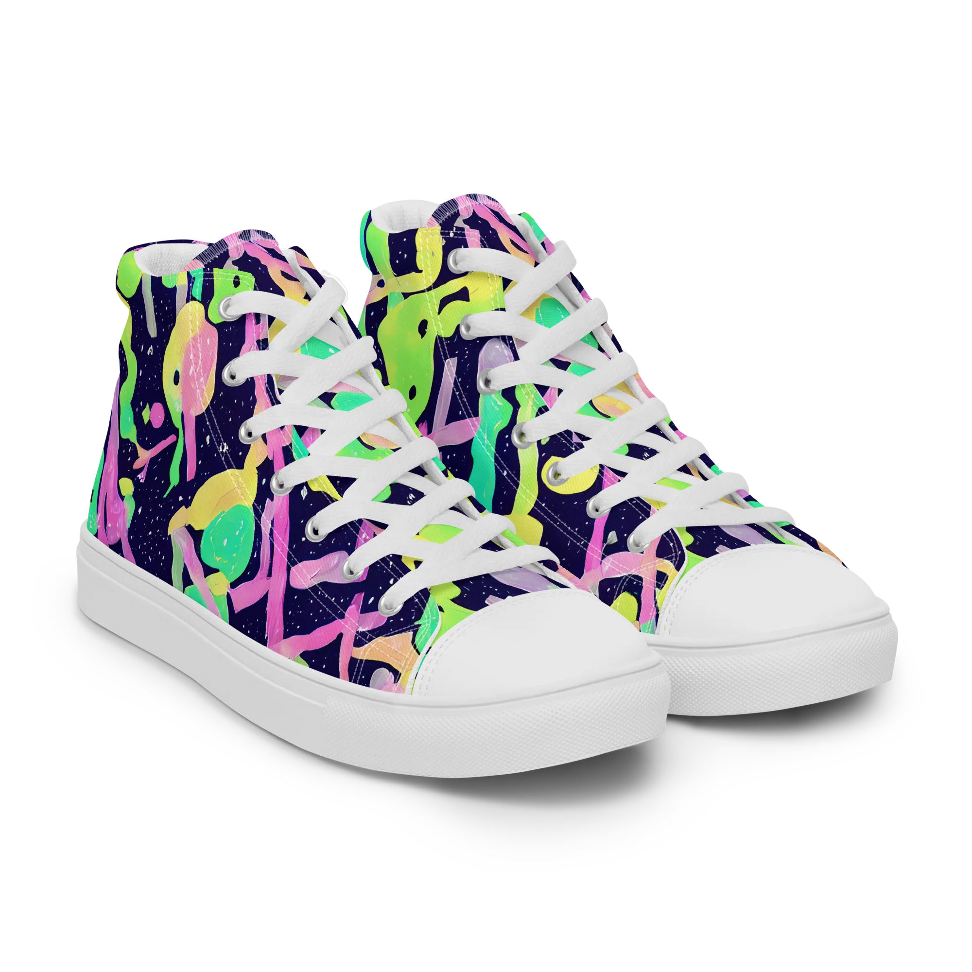 Electric Goo on Women's High Top Canvas Shoes — Right Front
