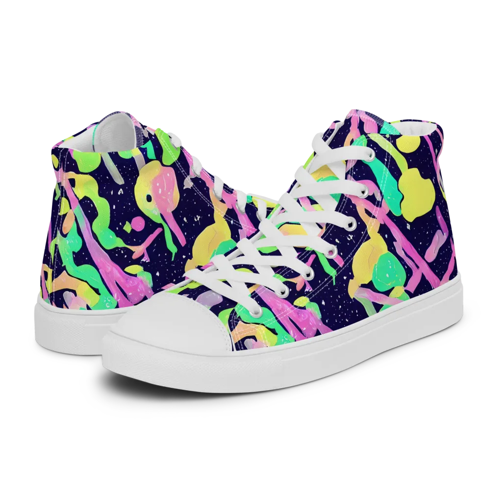 Electric Goo on Women's High Top Canvas Shoes — Left