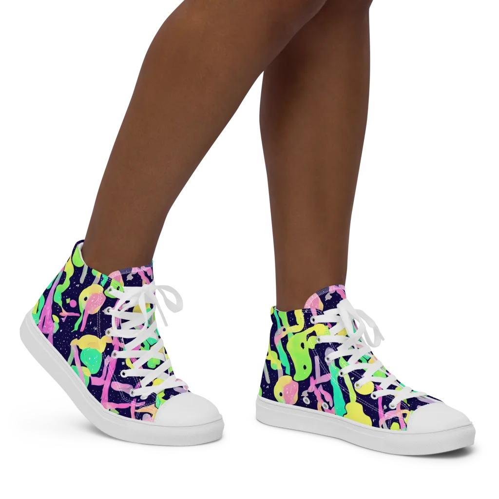 Electric Goo on Women's High Top Canvas Shoes — Right