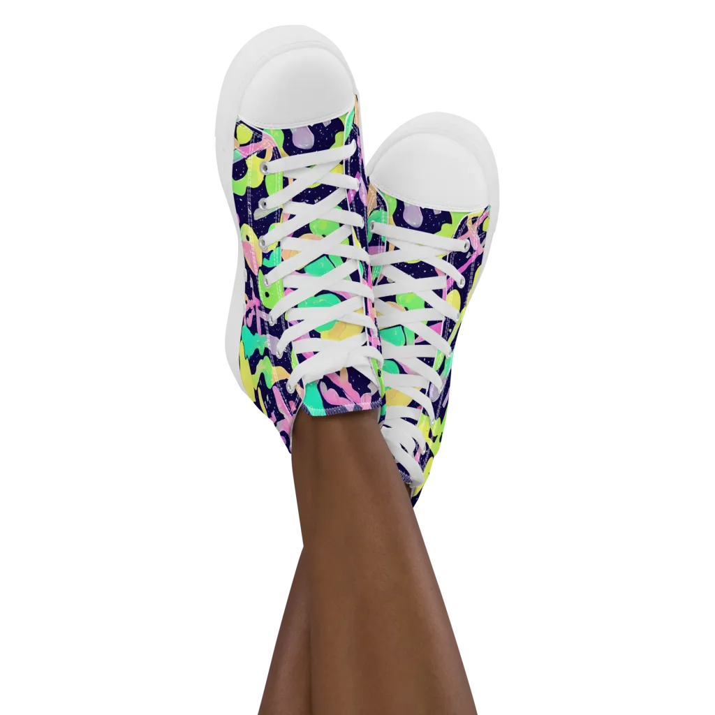 Electric Goo on Women's High Top Canvas Shoes — Front