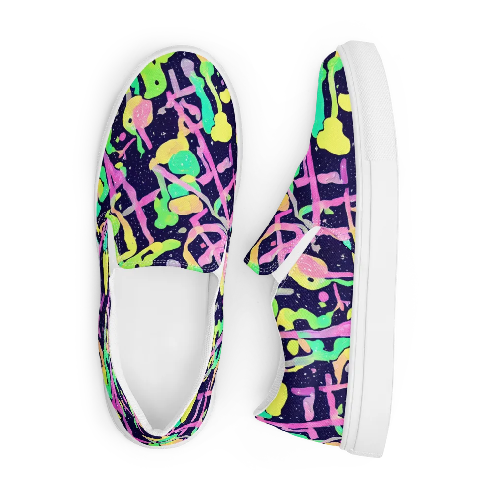 Electric Goo on Men's Slip-On Canvas Shoes — Front