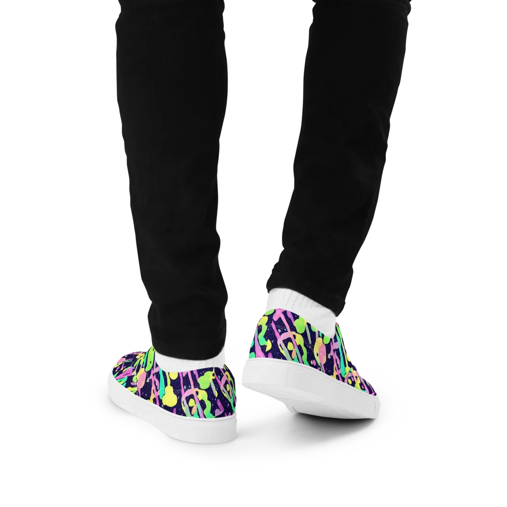 Electric Goo on Men's Lace-Up Canvas Shoes — Back
