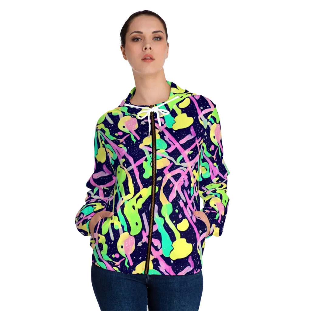 Electric Goo on Women's Full-Zip Hoodie — Front On Person