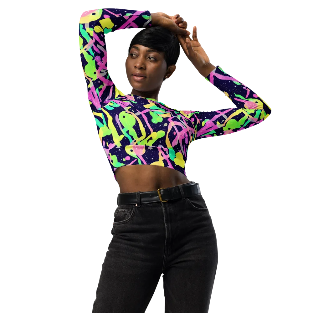 Electric Goo on Long Sleeve Crop Top — Front