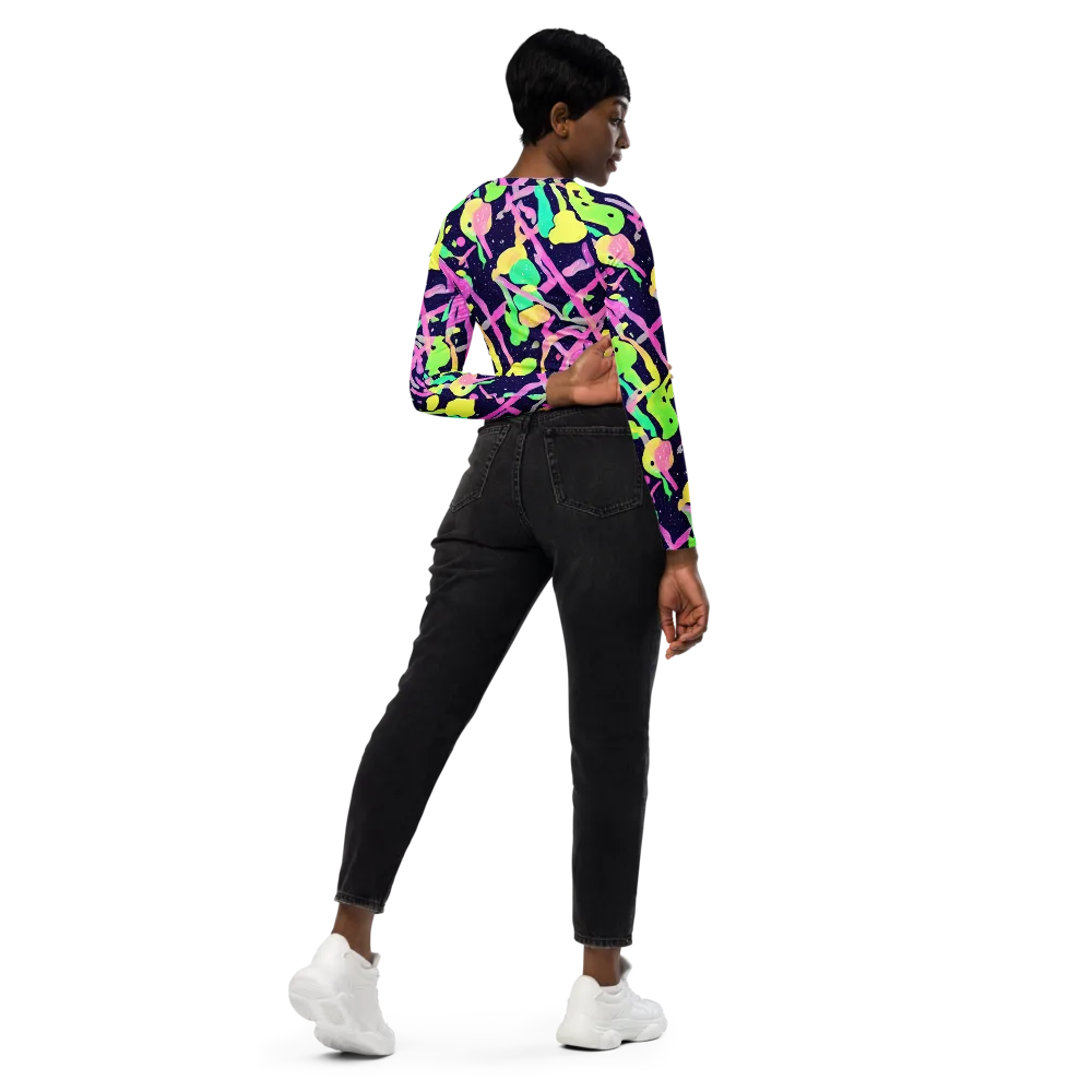 Electric Goo on Long Sleeve Crop Top — Right Back
