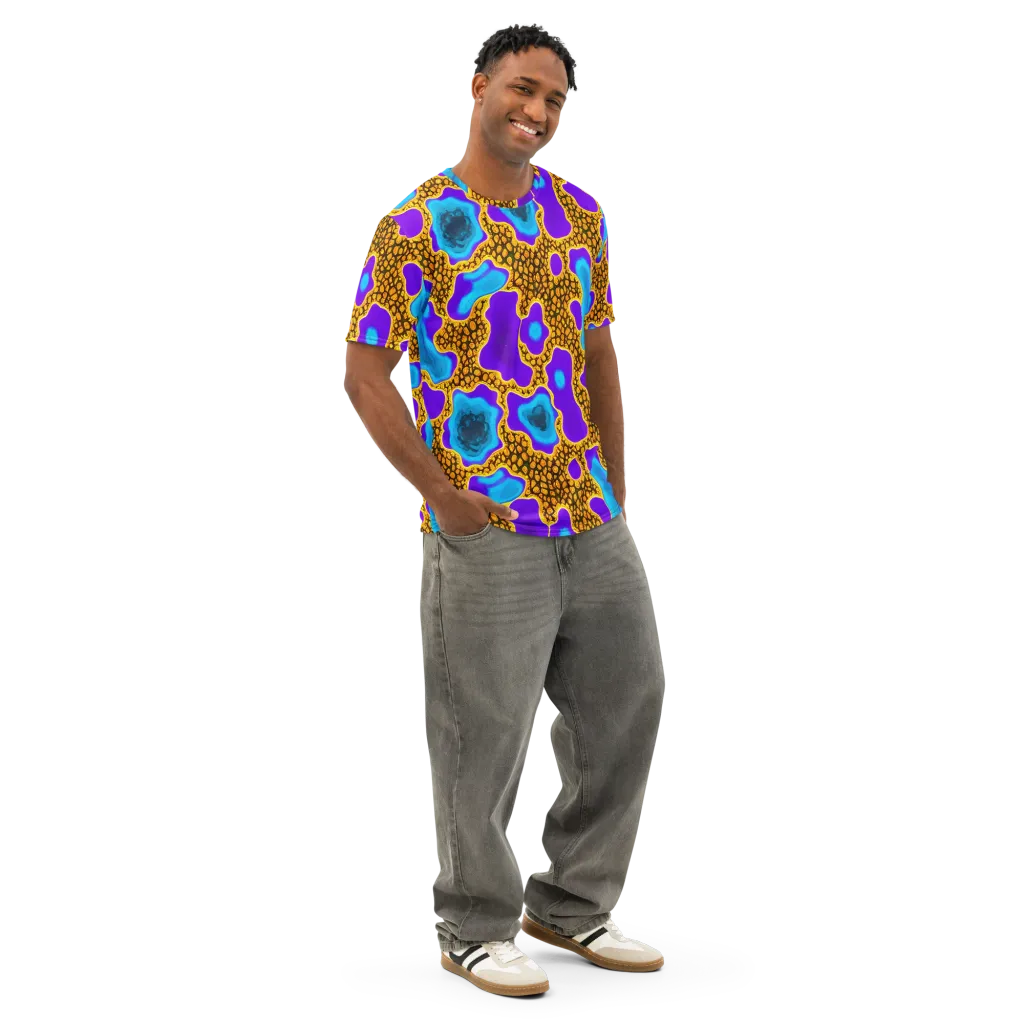 Voltage Vein on Men's Cotton Crew Neck T-Shirt — Right Front