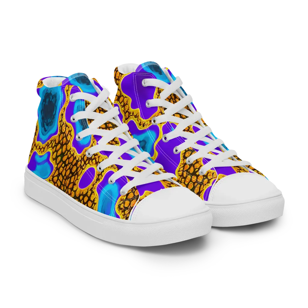 Voltage Vein on Men's High Top Canvas Shoes — Right Front