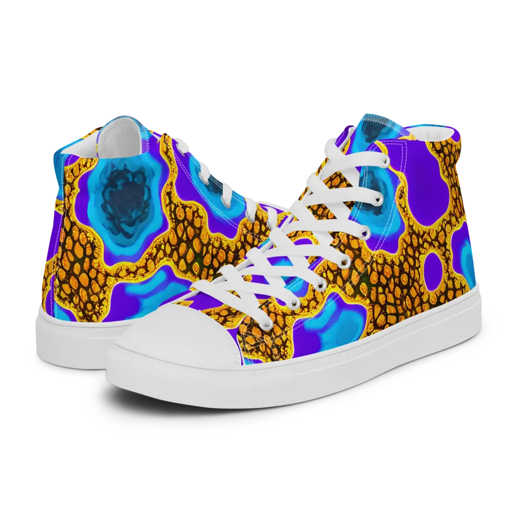 Voltage Vein on Men's High Top Canvas Shoes — Left