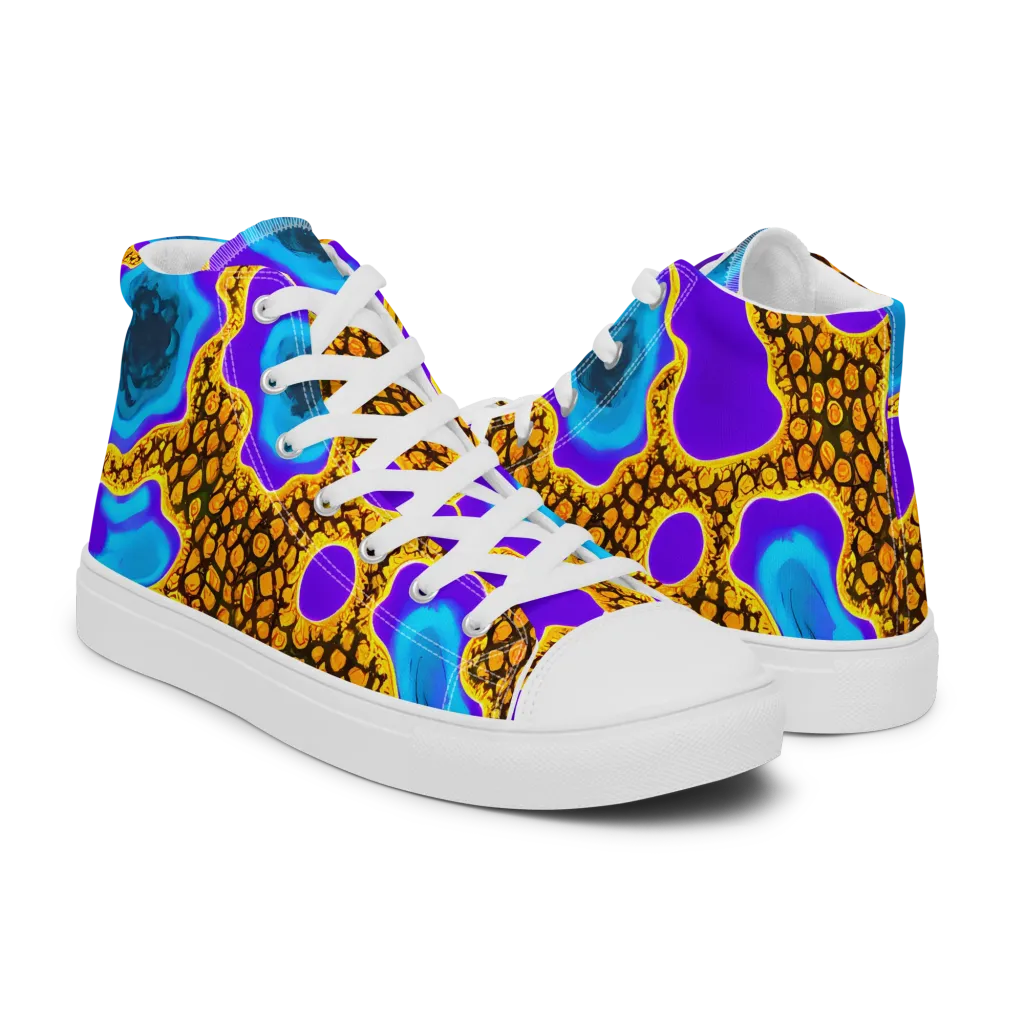 Voltage Vein on Men's High Top Canvas Shoes — Right
