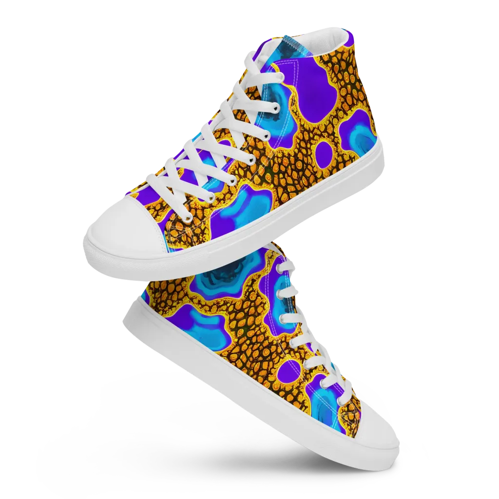 Voltage Vein on Men's High Top Canvas Shoes — Front