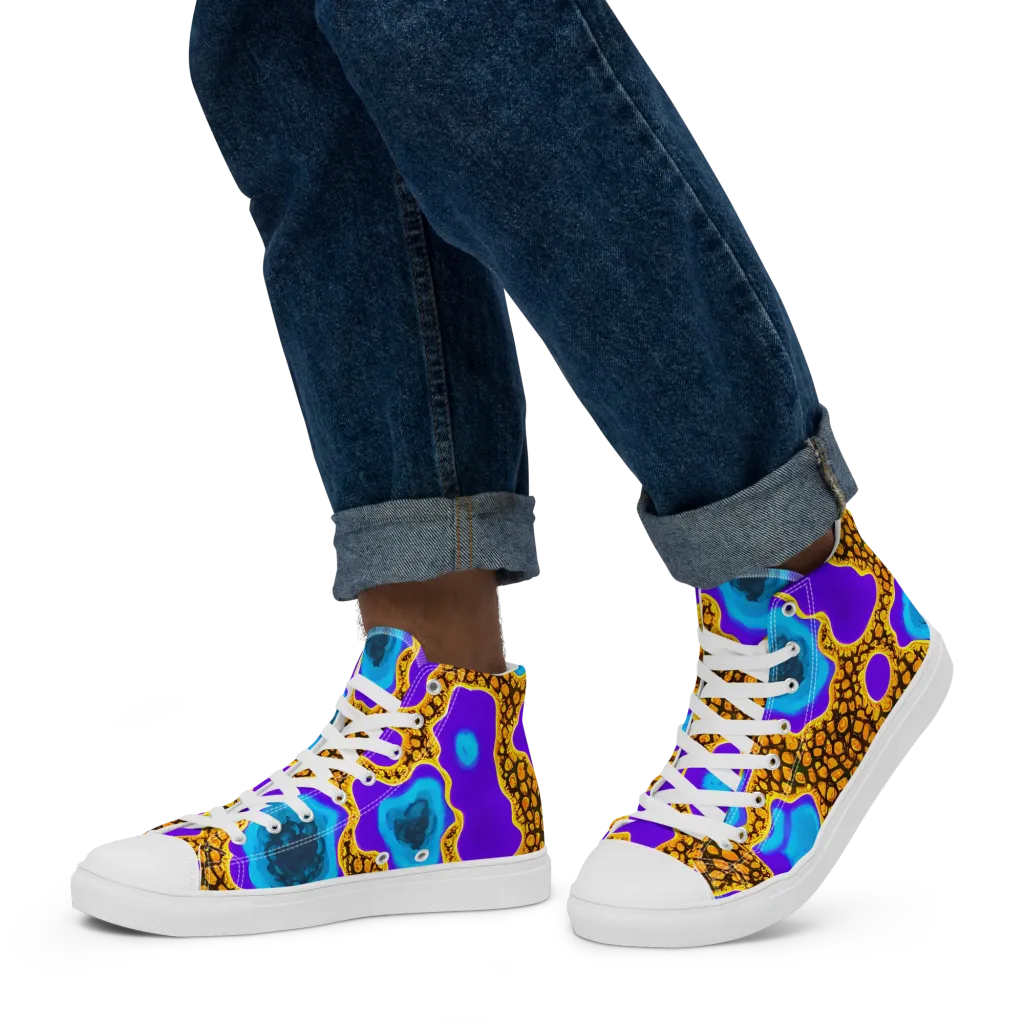 Voltage Vein on Men's High Top Canvas Shoes — Left