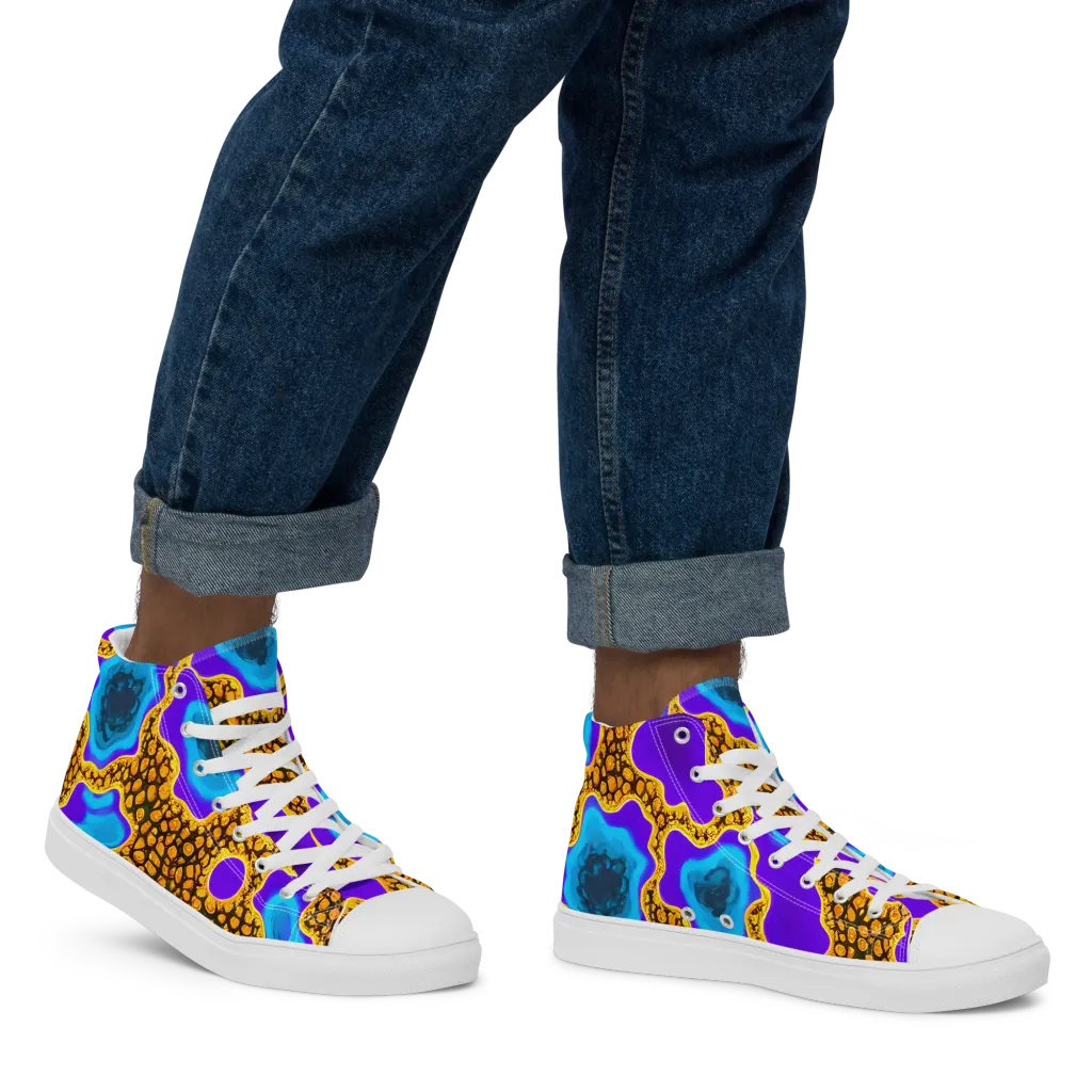 Voltage Vein on Men's High Top Canvas Shoes — Right