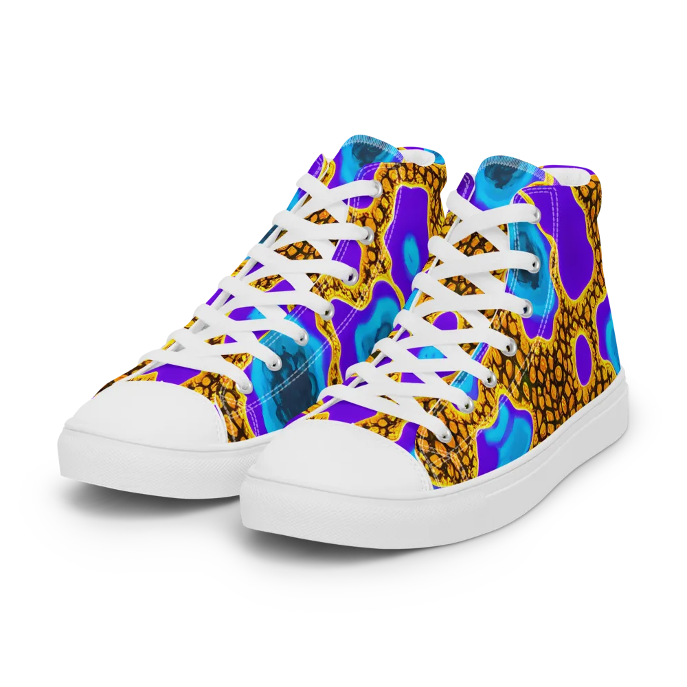 Voltage Vein on Women's High Top Canvas Shoes — Left Front