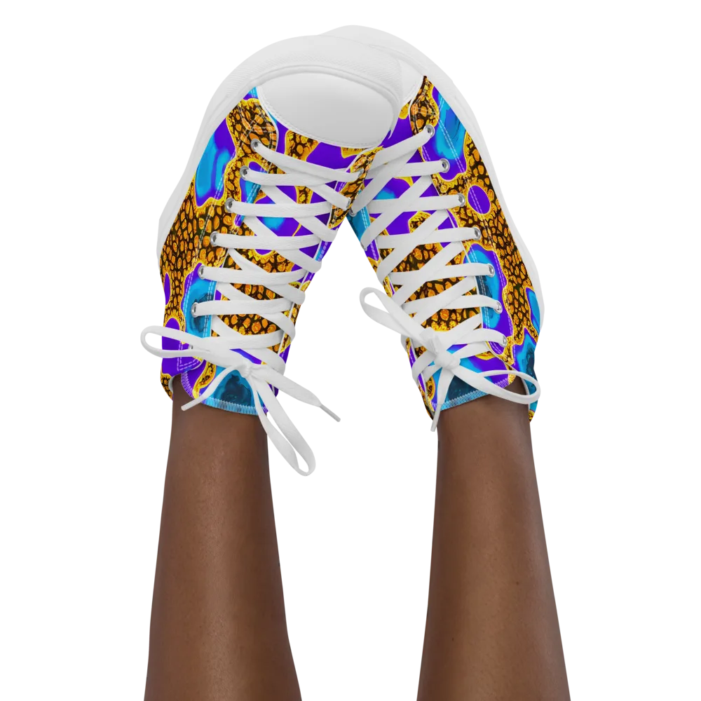 Voltage Vein on Women's High Top Canvas Shoes — Front