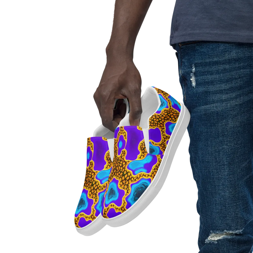 Voltage Vein on Men's Slip-On Canvas Shoes — Left Front