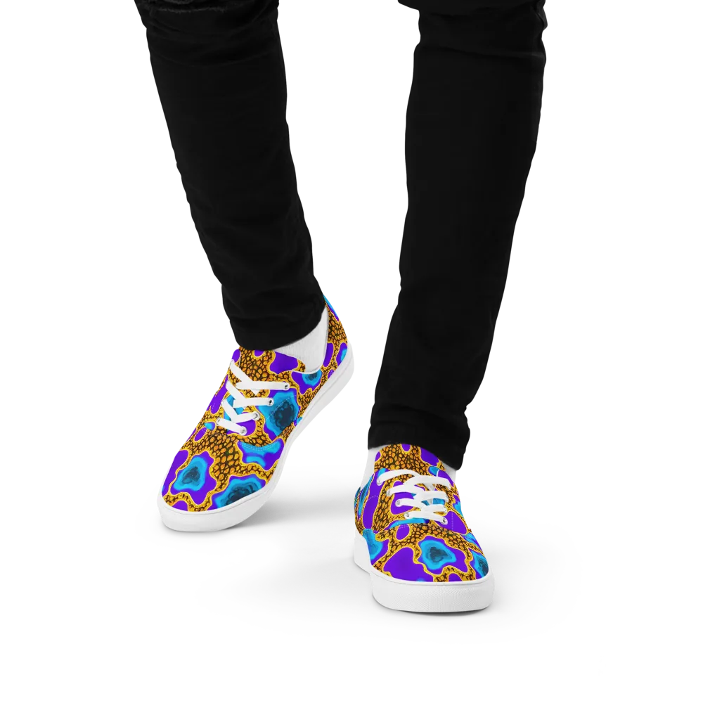 Voltage Vein on Men's Lace-Up Canvas Shoes — Front