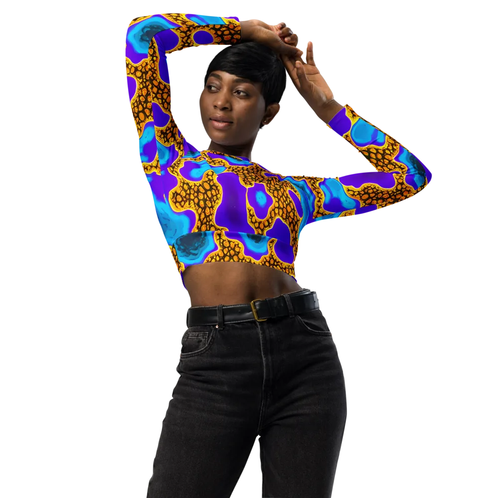 Voltage Vein on Long Sleeve Crop Top — Front