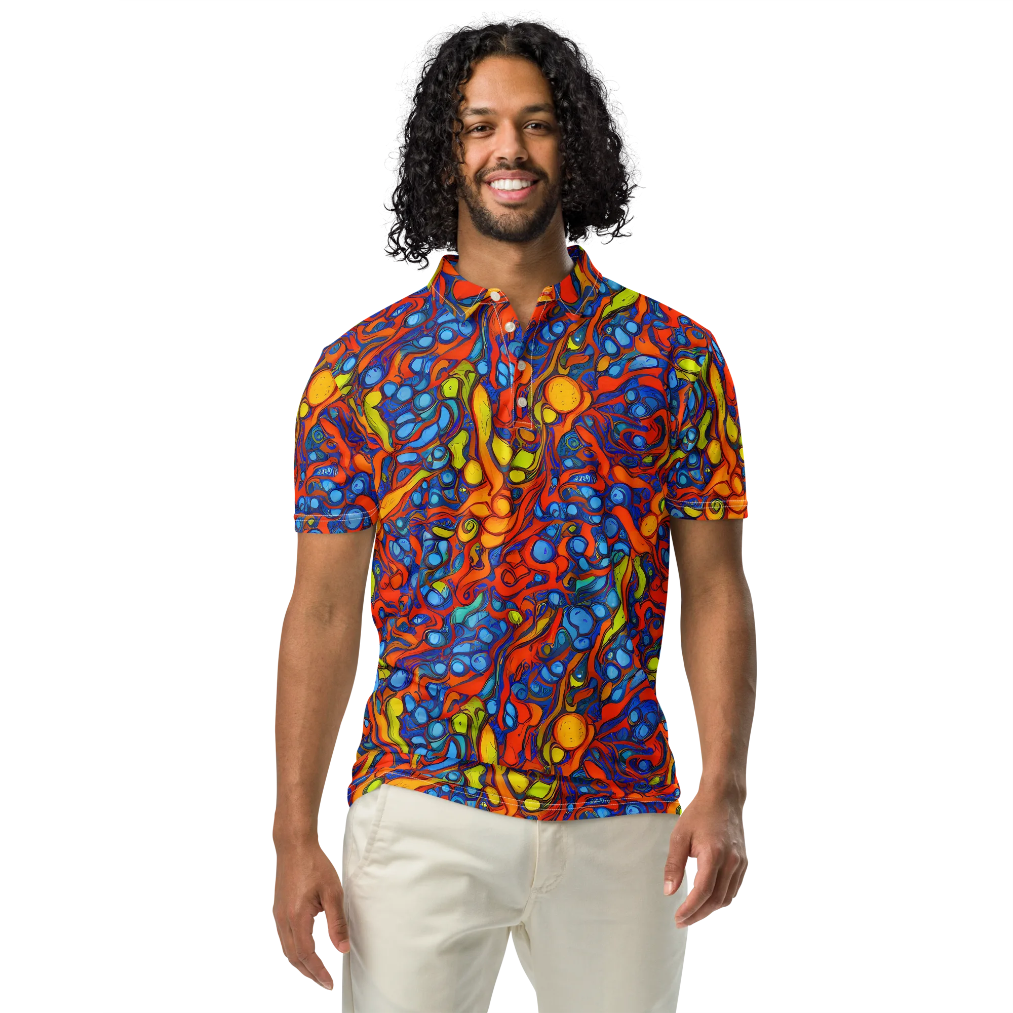 Lava Electric on Men's Slim Fit Polo Shirt — Front