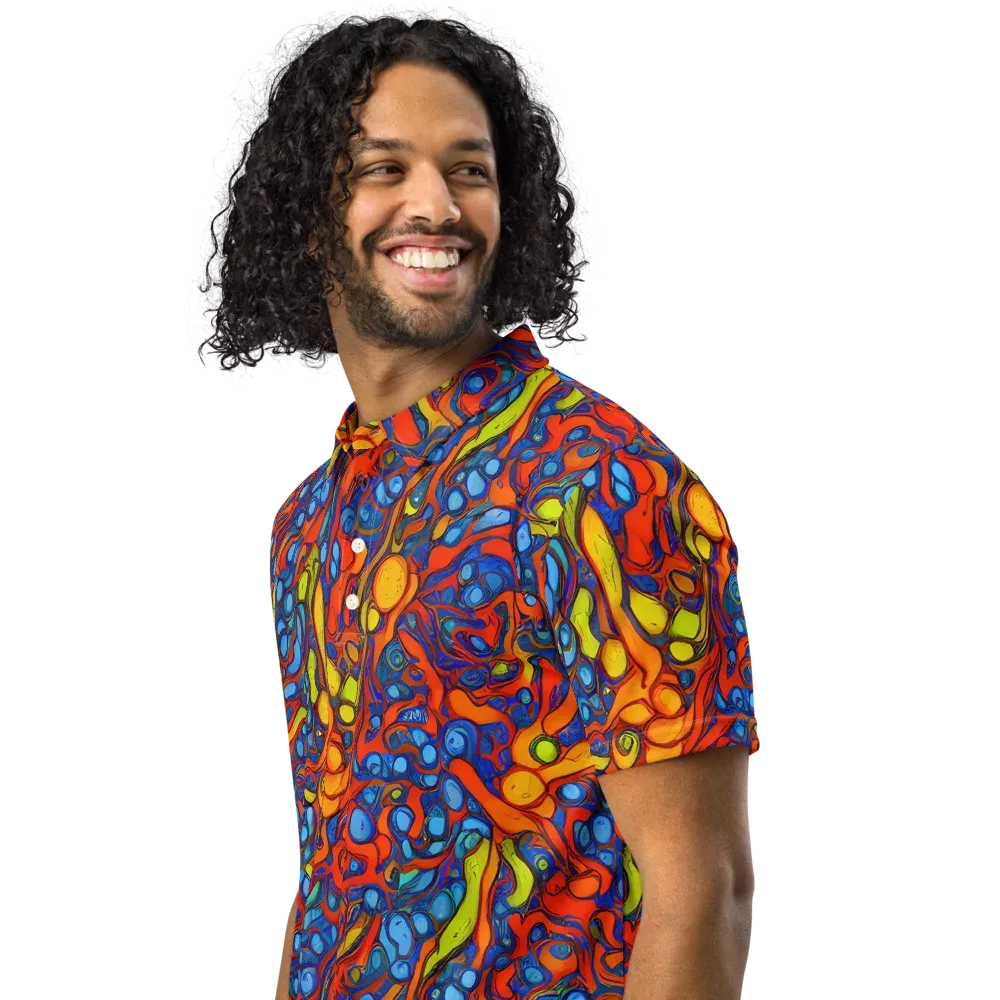 Lava Electric on Men's Slim Fit Polo Shirt — Left Front