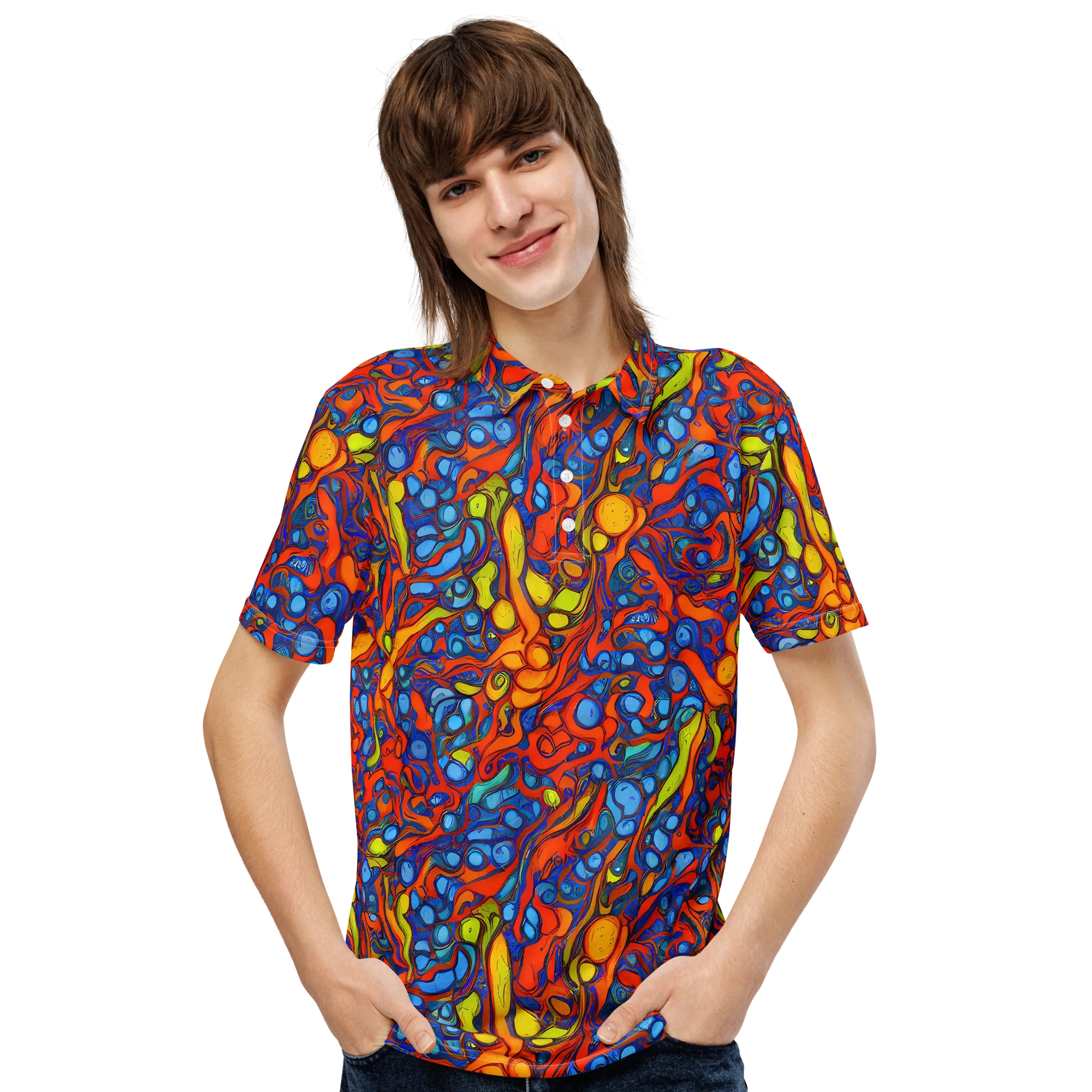 Lava Electric on Men's Slim Fit Polo Shirt — Front