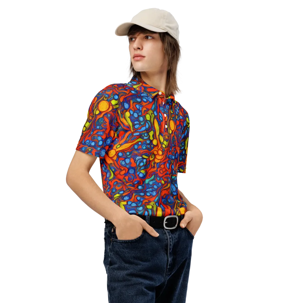 Lava Electric on Men's Slim Fit Polo Shirt — Right Front