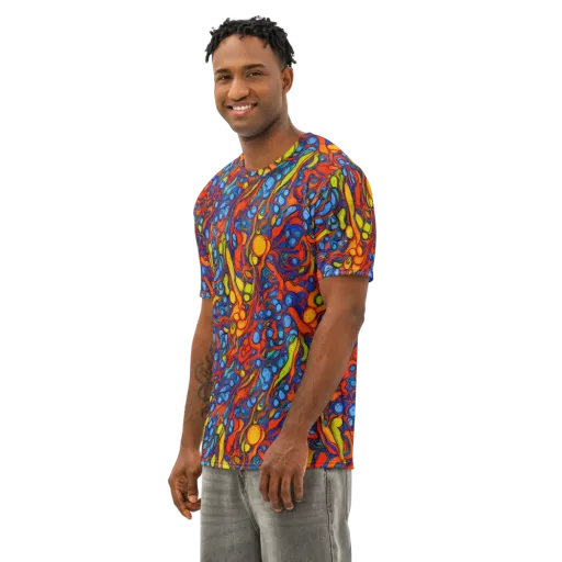 Lava Electric on a Men's Cotton Crew Neck T-Shirt