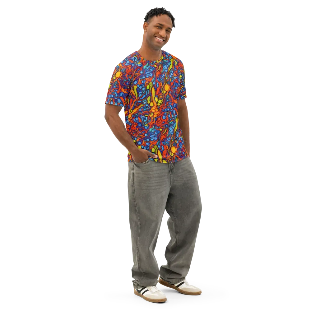 Lava Electric on Men's Cotton Crew Neck T-Shirt — Right Front