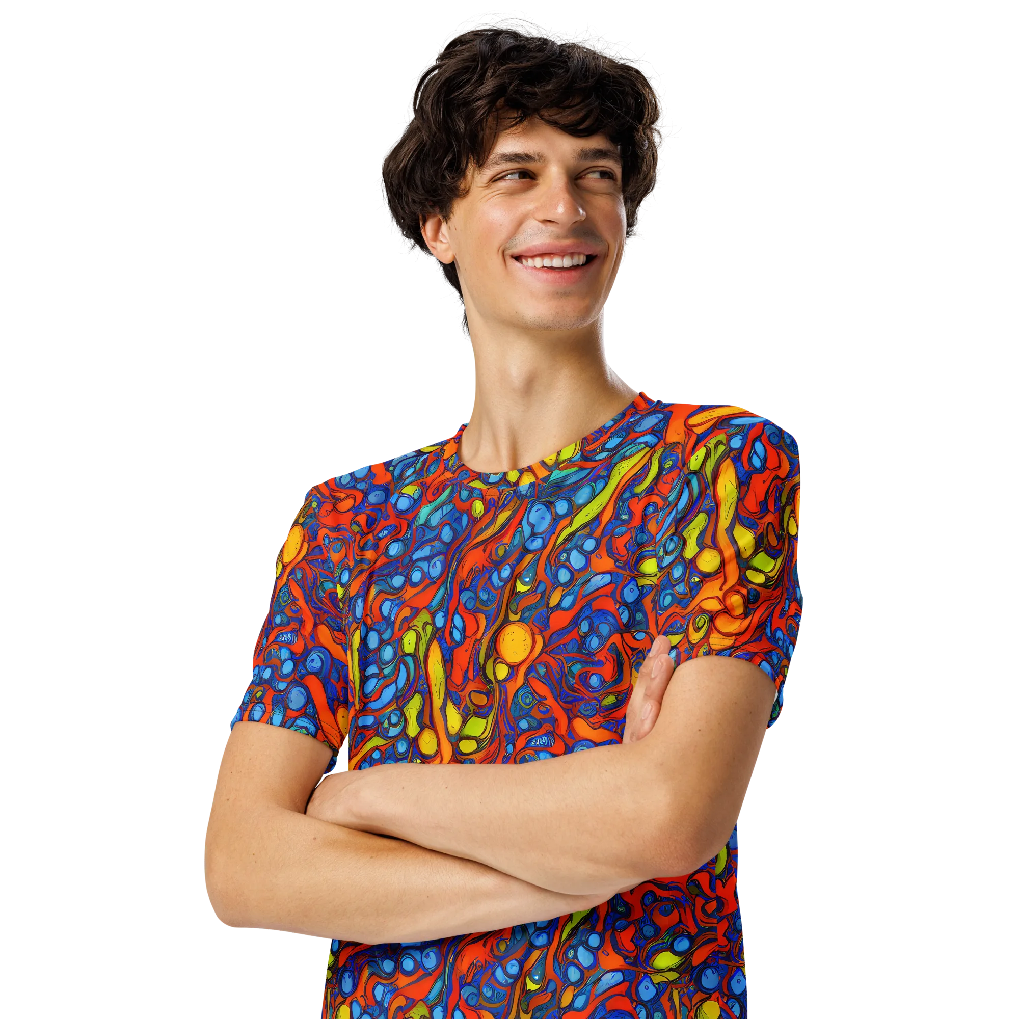 Lava Electric on Men's Crew Neck T-Shirt — Left Front