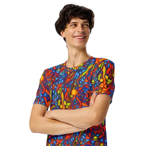 Lava Electric on a Men's Crew Neck T-Shirt