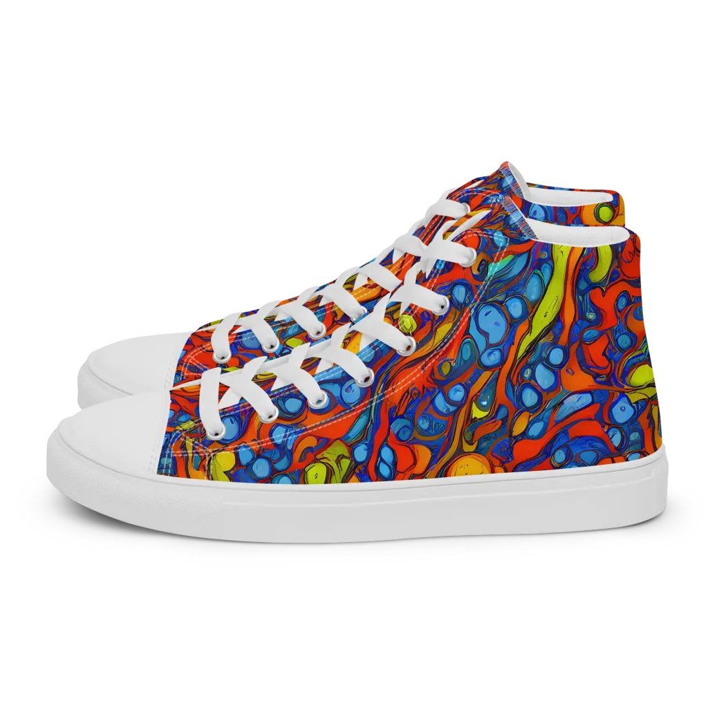 Lava Electric on Men's High Top Canvas Shoes — Left