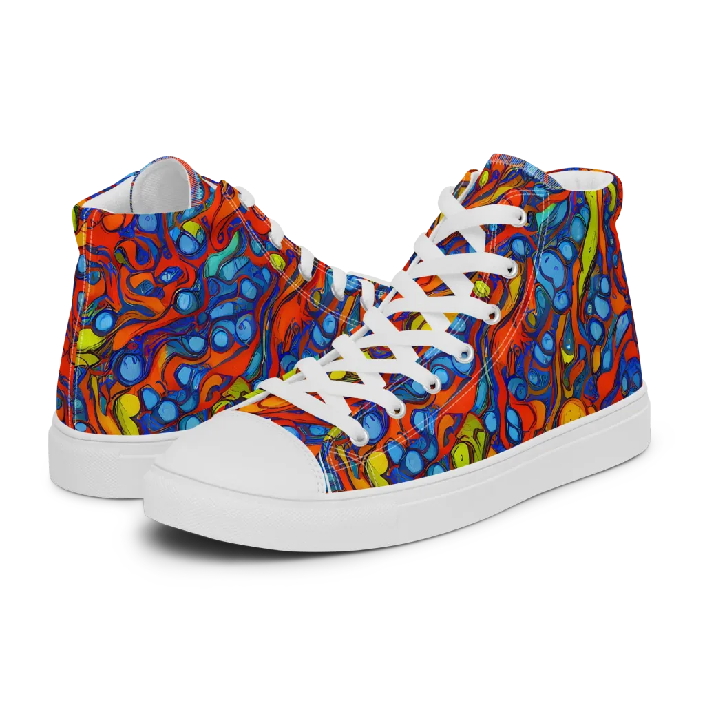 Lava Electric on Men's High Top Canvas Shoes — Left
