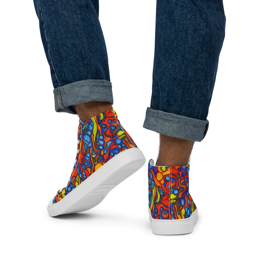 Lava Electric on Men's High Top Canvas Shoes — Back