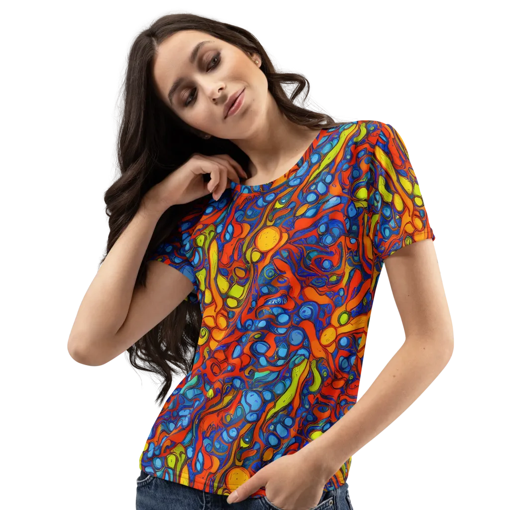 Lava Electric on Women's Crew Neck T-Shirt — Left Front