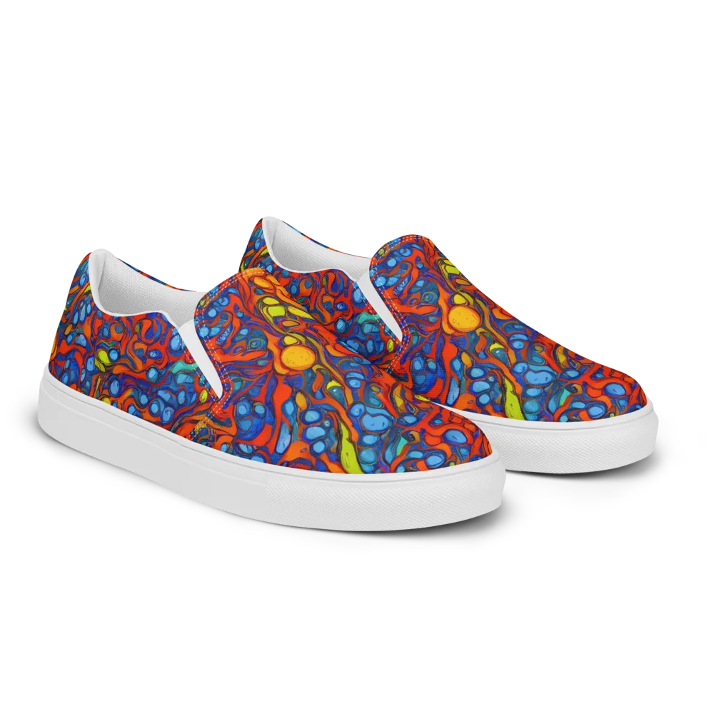 Lava Electric on Men's Slip-On Canvas Shoes — Right Front