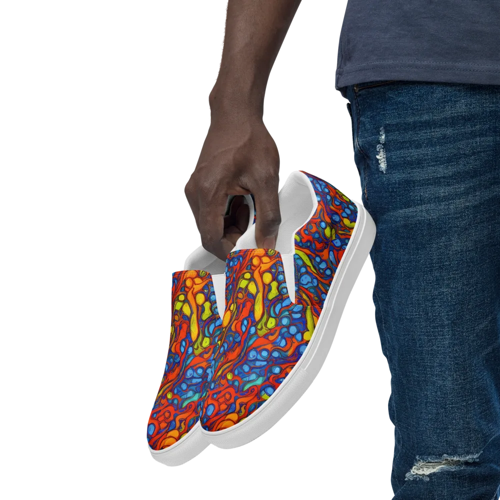 Lava Electric on Men's Slip-On Canvas Shoes — Left Front