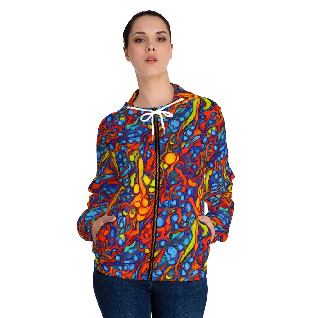 Lava Electric on Women's Full-Zip Hoodie — Front On Person