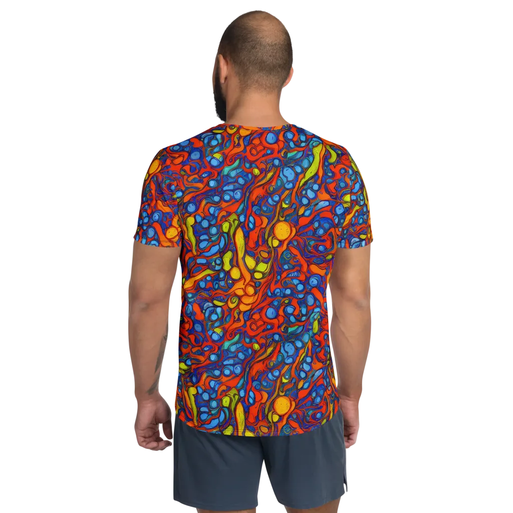 Lava Electric on Men's Athletic T-Shirt — Back