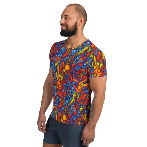 Lava Electric on a Men's Athletic T-Shirt
