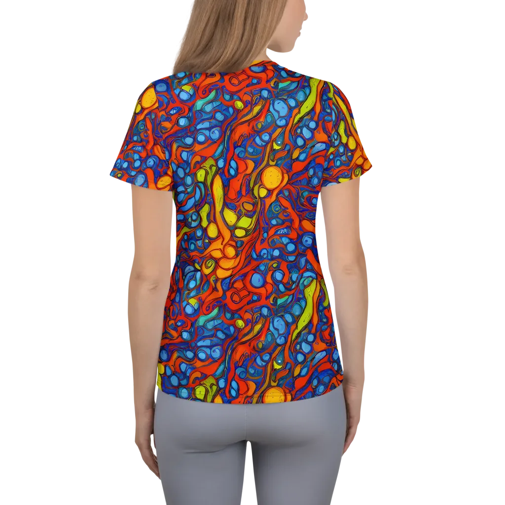 Lava Electric on Women's Athletic T-Shirt — Back