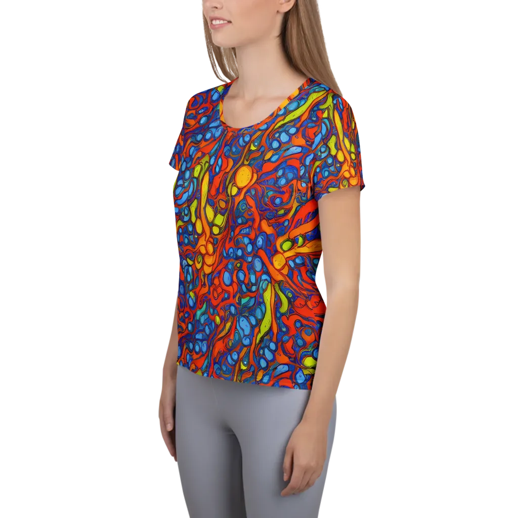 Lava Electric on Women's Athletic T-Shirt — Left