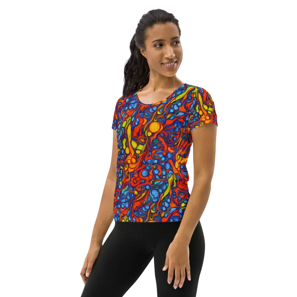 Lava Electric on Women's Athletic T-Shirt — Left