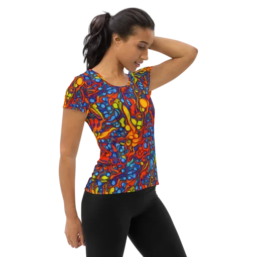 Lava Electric on a Women's Athletic T-Shirt
