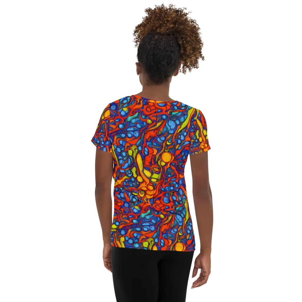 Lava Electric on Women's Athletic T-Shirt — Back