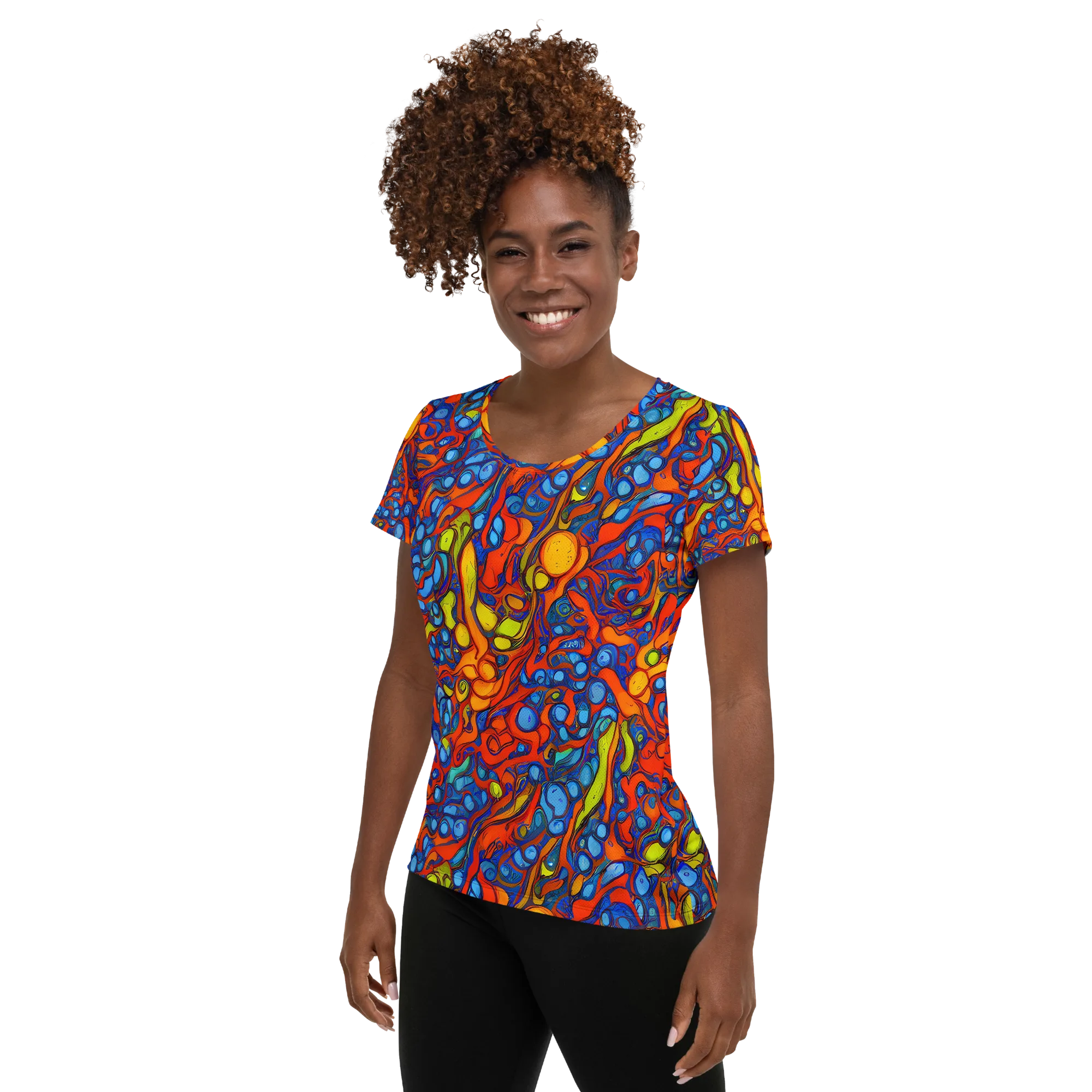 Lava Electric on Women's Athletic T-Shirt — Left