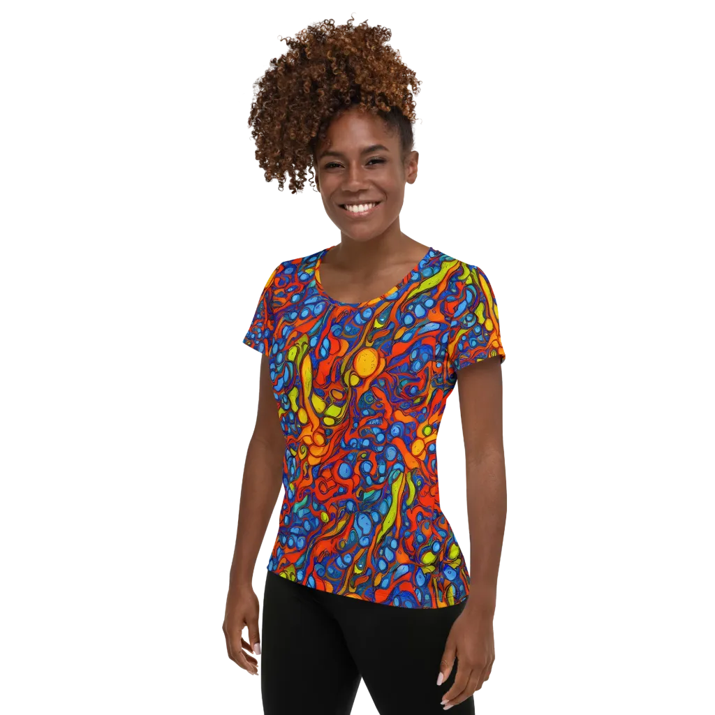 Lava Electric on Women's Athletic T-Shirt — Left