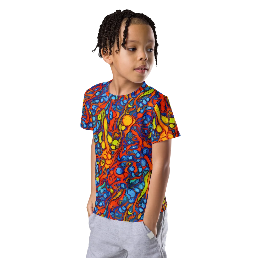 Lava Electric on Kids Crew Neck T-Shirt — Left Front